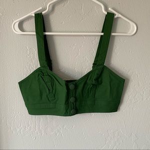 Green button up crop top bralette